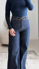 شلوار جین واید لگ سرمه ای نیل