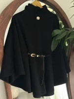 شنل مشکی کمربندی اوان - Image 2