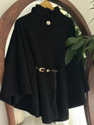 شنل مشکی کمربندی اوان - Image 2