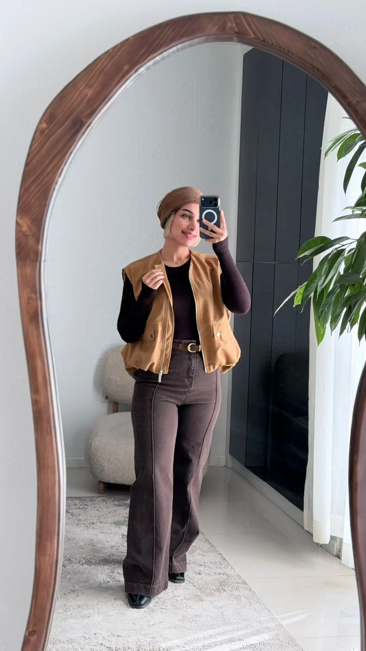 WhatsApp Image 2026-02-05 at 14.03.12 (2) شلوار جین واید لگ قهوه ای کوکی - Image 1
