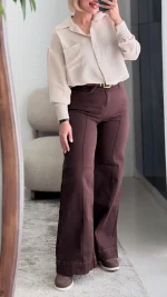 شلوار جین قهوه ای شکلات - Image 3